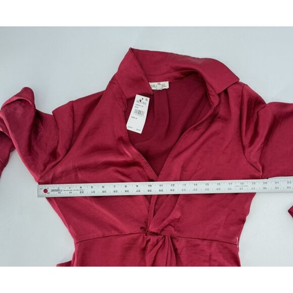 NWT Mila Mae Dress Wine Red Long Sleeve Maxi Knot Front Sz M - Picture 15 of 16